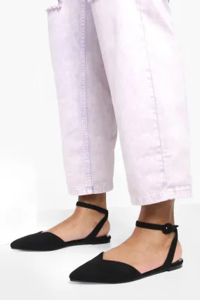 Ankle Strap Detail Pointed Toe Flats