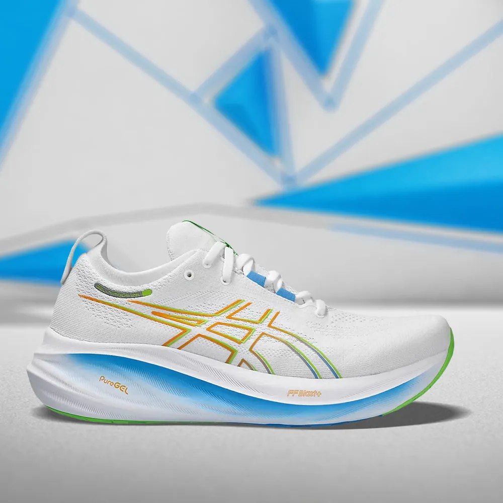 ASICS GEL NIMBUS 26 MEN'S (WHITE/ WATERSCAPE) RUNNING SHOES