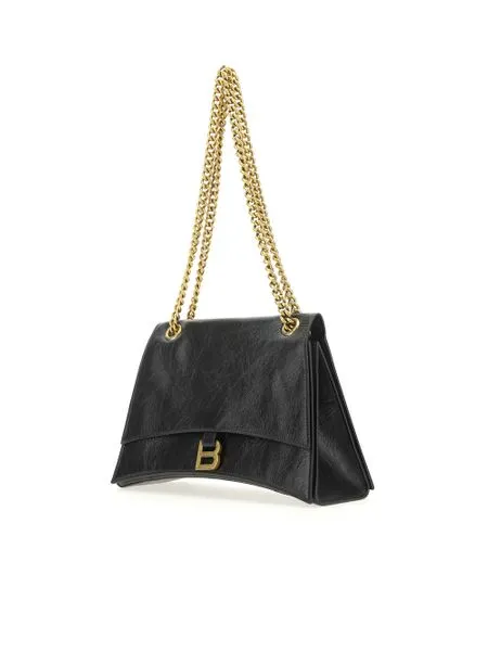 BALENCIAGA Black Studded Raffia Shoulder Bag