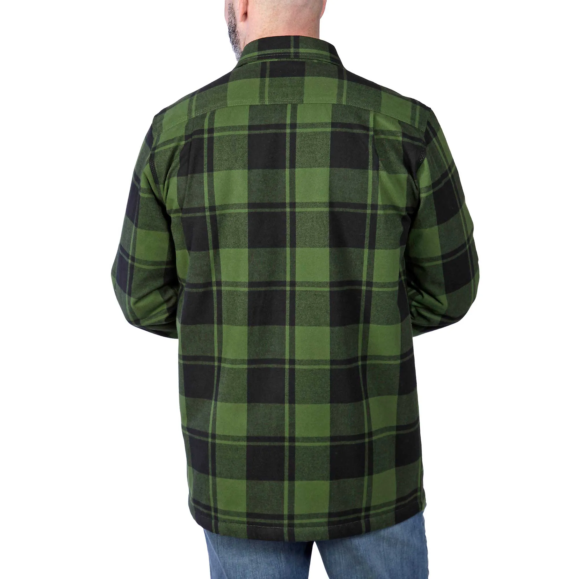 Carhartt 105939 Heavyweight Sherpa Lined Flannel Shirt Jacket Chive Green Size Large