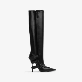 COURTNEY BOOT 120 mm Black nappa knee boot with buckles