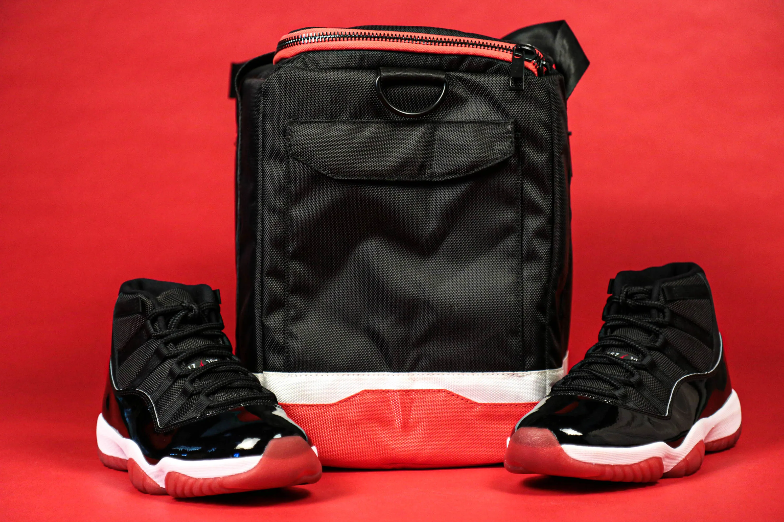 Flight Pack Sneaker Duffle Bag To Match Bred 11s | Sneaker Duffel Travel Bag