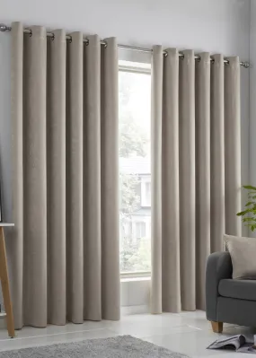 Fusion Strata Dimout Natural Eyelet Curtains