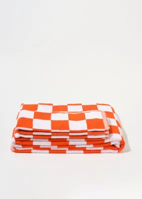 HAND TOWELS SET OF 2 - ORANGE BIG CHECK