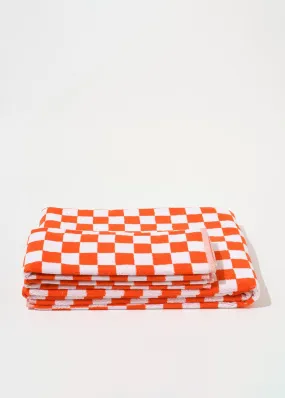 HAND TOWELS SET OF 2 - ORANGE SMALL CHECK