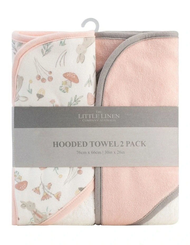 Harvest Bunny Hooded Towels 2 Pack in Dusty Pink