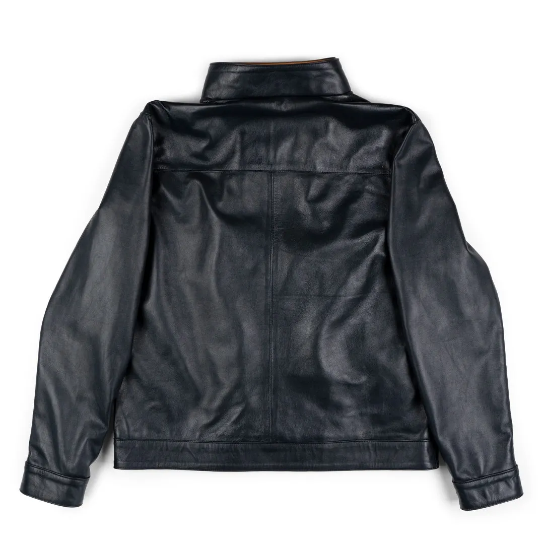 HUDSON DUSK LEATHER JACKET - MIDNIGHT BLUE