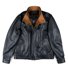 HUDSON DUSK LEATHER JACKET - MIDNIGHT BLUE