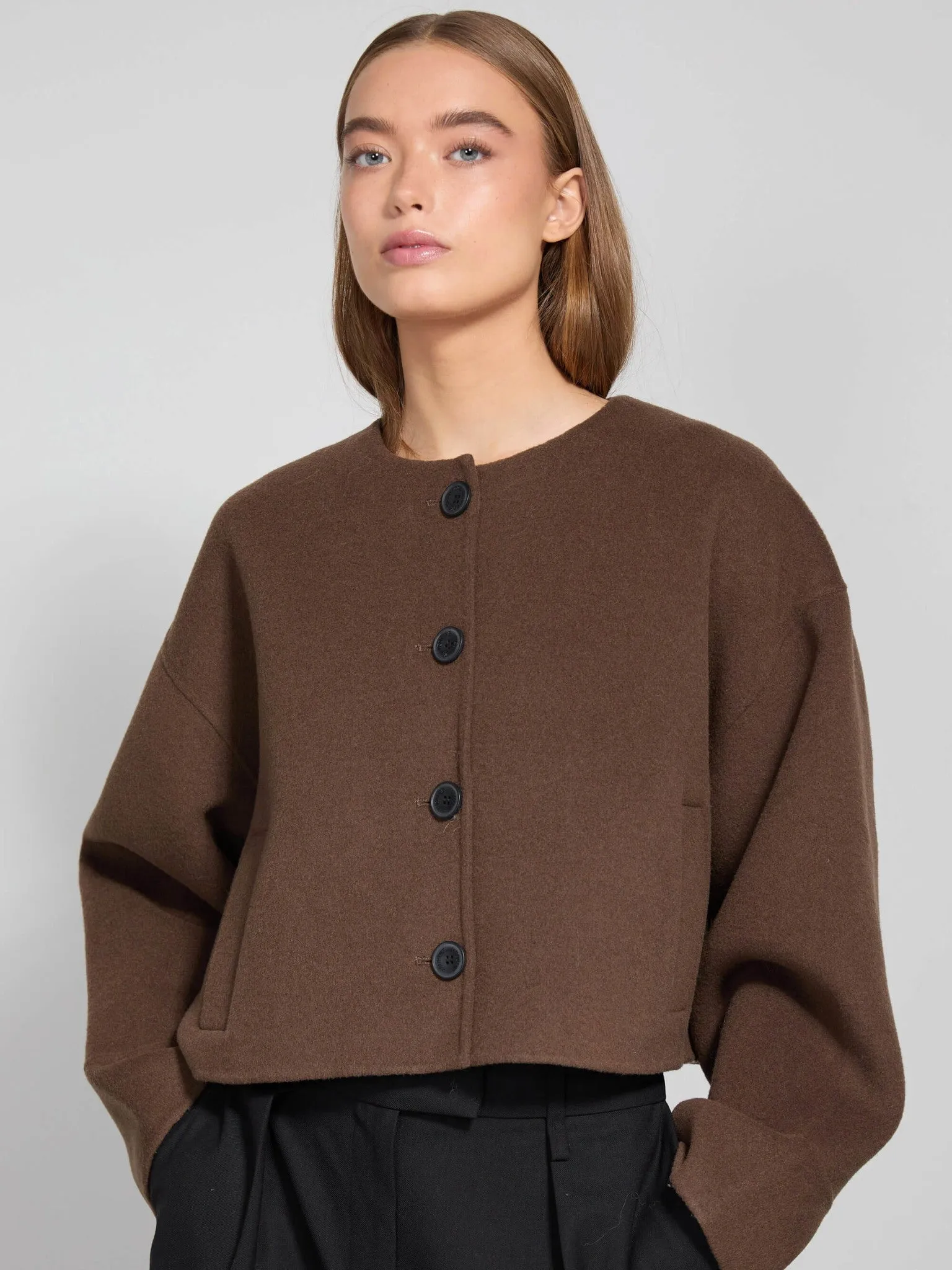 KARLA WOOL JACKET - BROWN