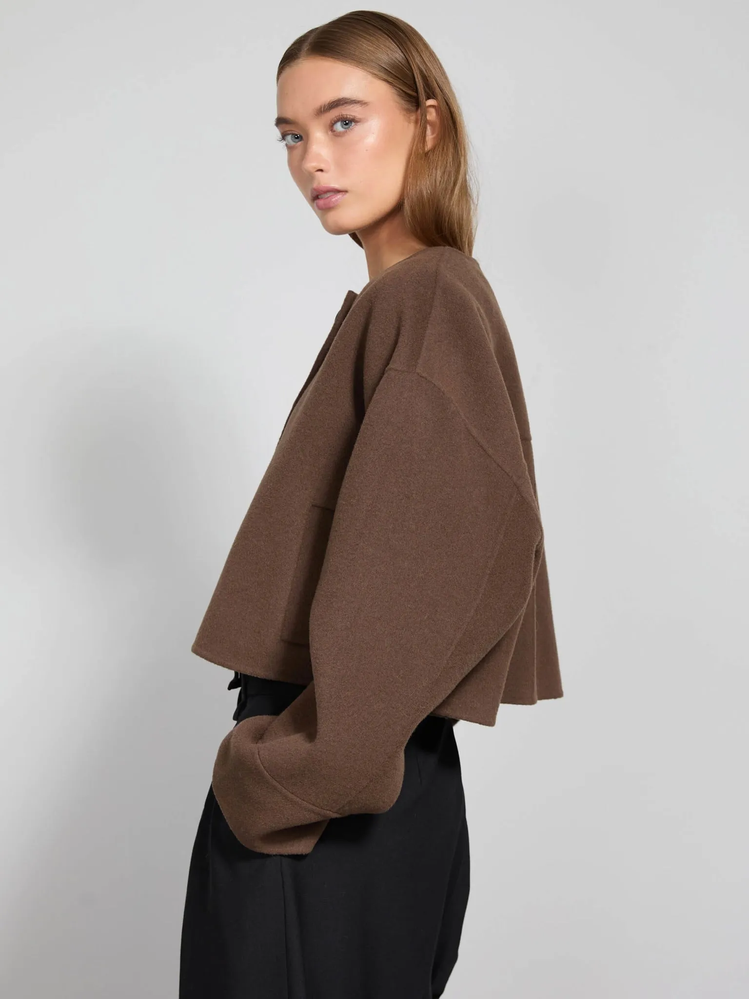 KARLA WOOL JACKET - BROWN