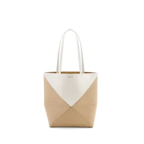 Loewe Puzzle Fold Tote Bicolour Medium  Soft White / Paper Craft