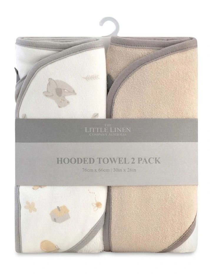 Nectar Bear Hooded Towels 2 Pack in Sand