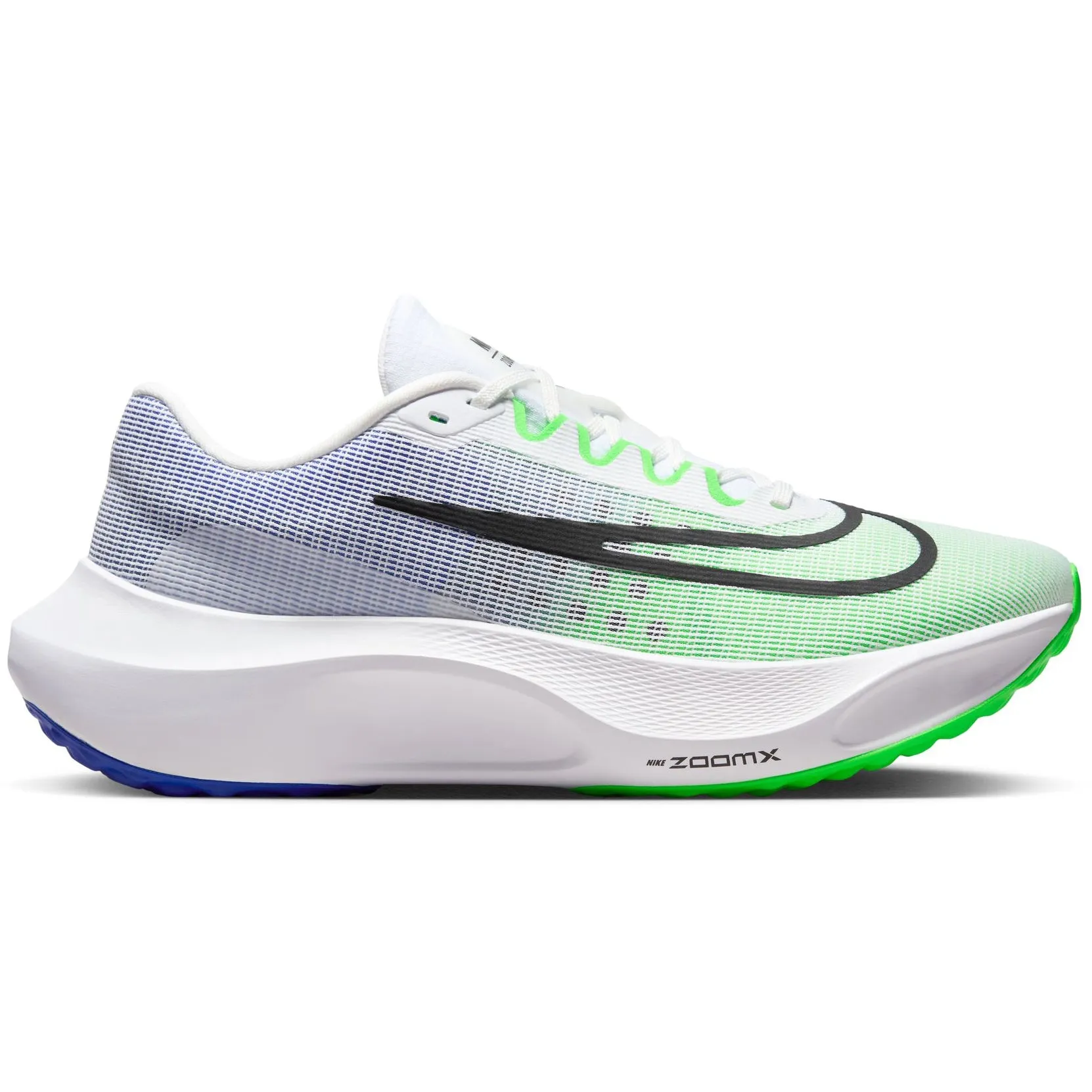 Nike Men's Zoom Fly 5 Running Shoes White / Black / Green Strike / Racer Blue