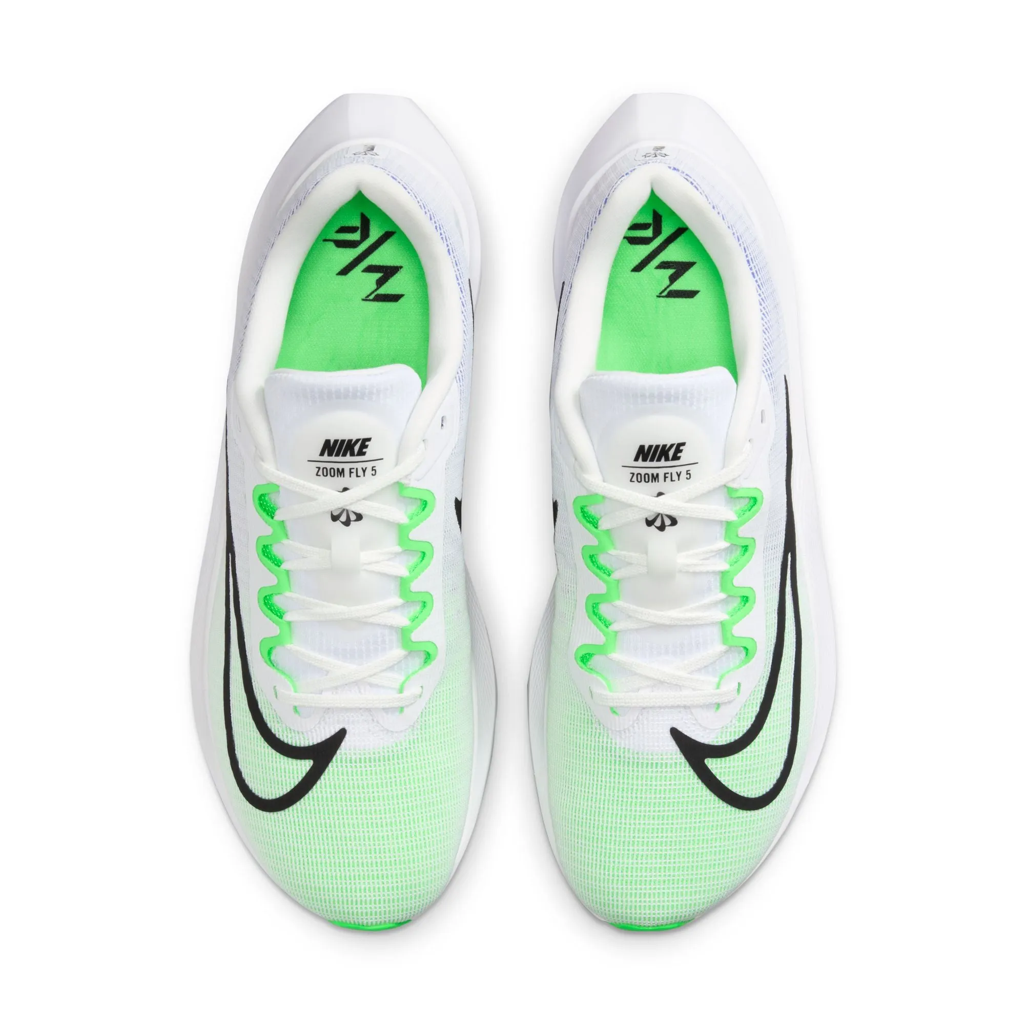 Nike Men's Zoom Fly 5 Running Shoes White / Black / Green Strike / Racer Blue