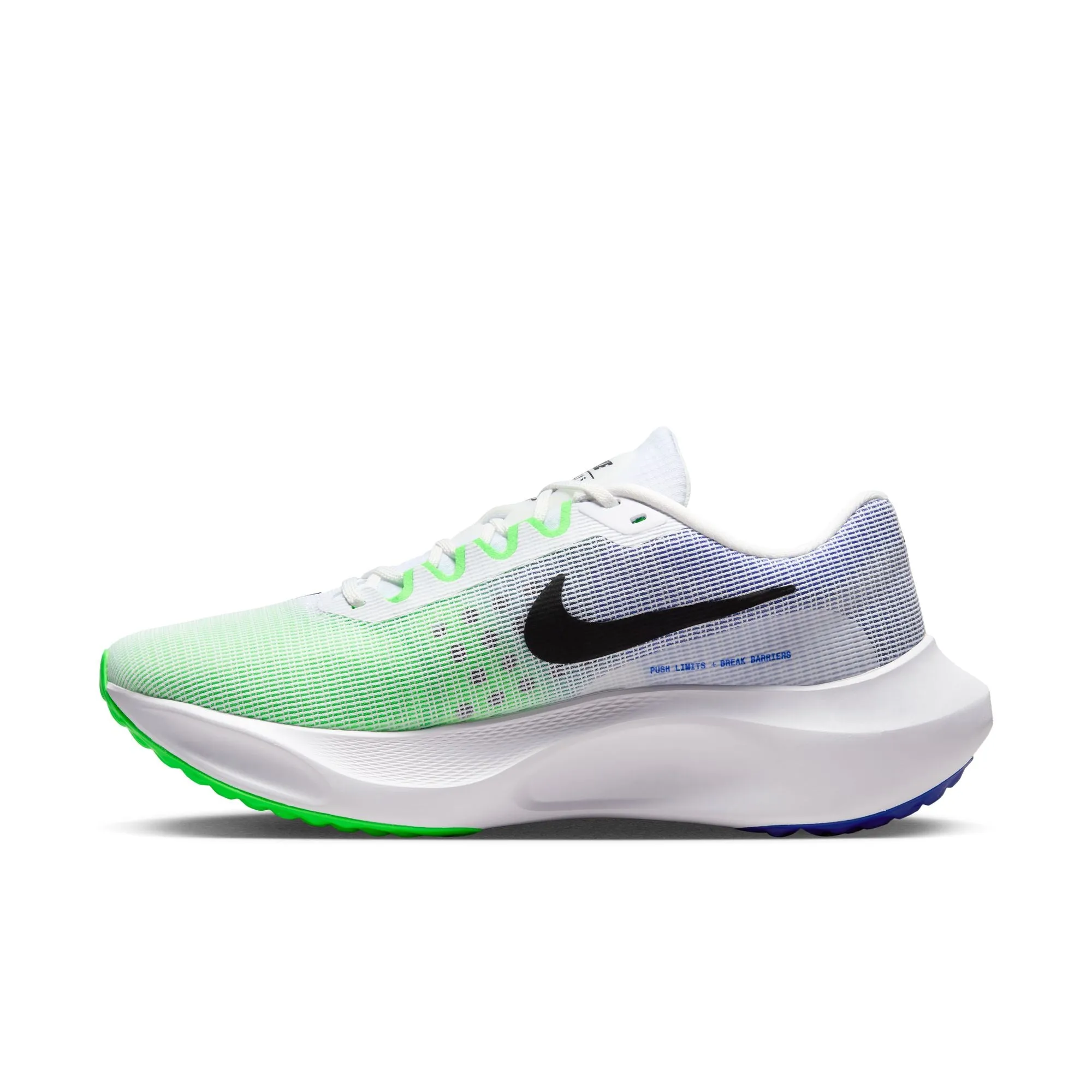 Nike Men's Zoom Fly 5 Running Shoes White / Black / Green Strike / Racer Blue