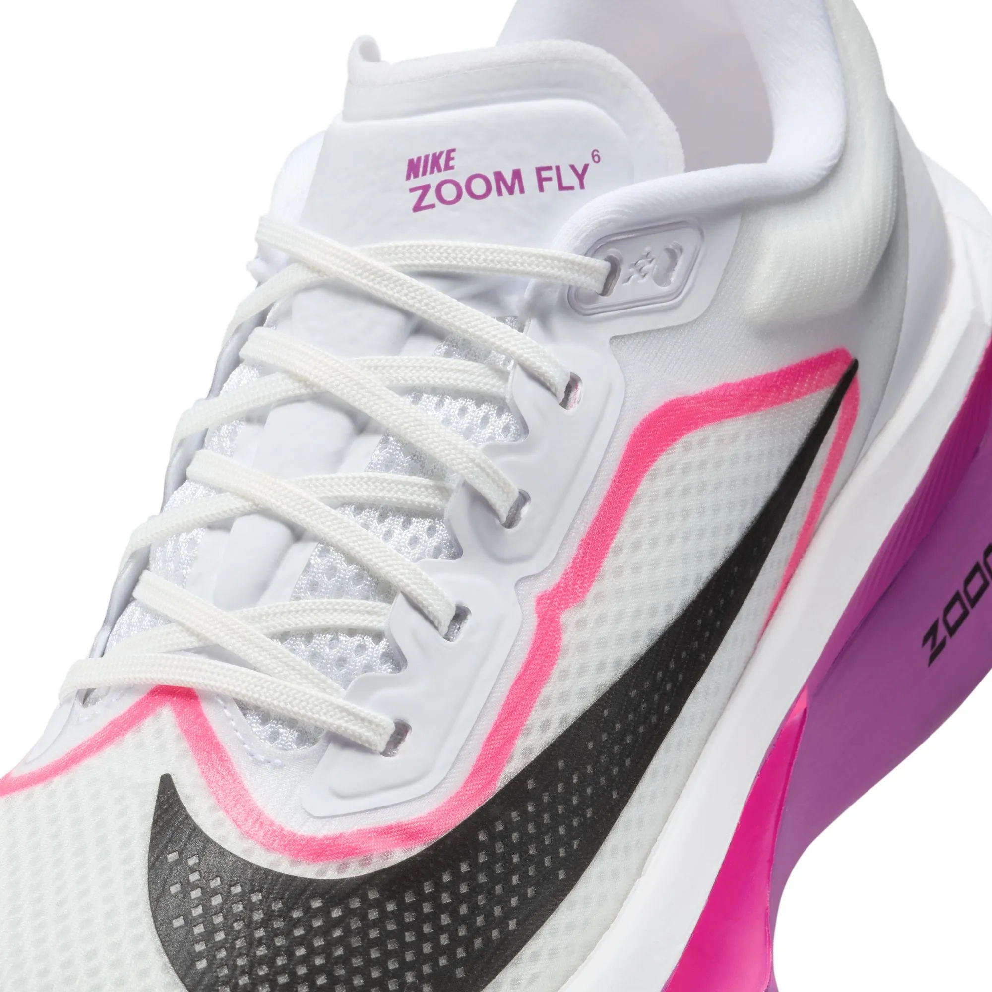 Nike Women's Zoom Fly 6 Running Shoes White / Black / Vivid Grape / Hyper Pink