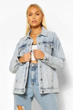 Oversized Vintage Wash Pocket Denim Jacket