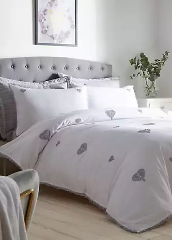 Sophia Embroidered Vintage Heart Duvet Cover & Pillowcase Set by Kaleidoscope | Kaleidoscope