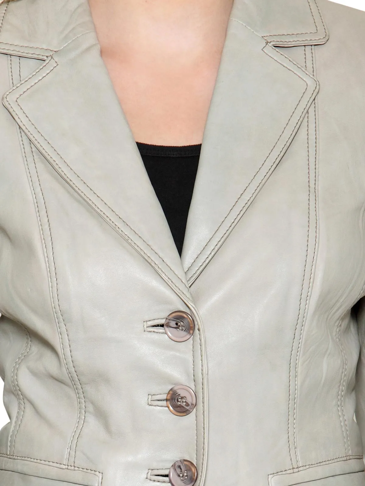 Teakwood Grey Women Genuine Leather Jacket