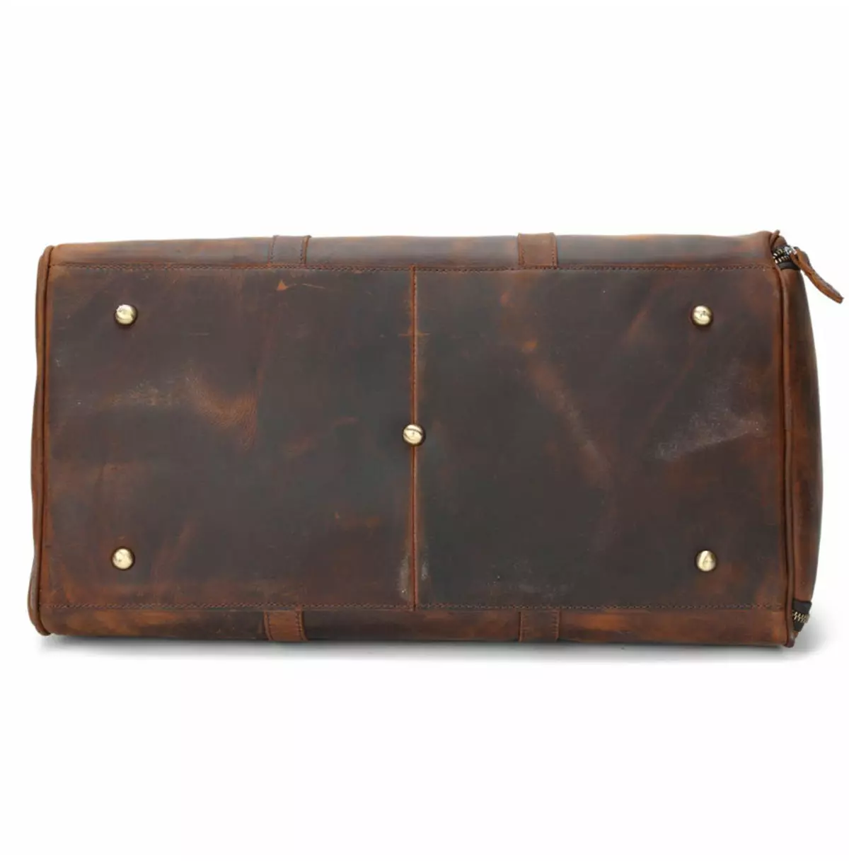 Vintage Leather Travel Duffel With Zipper Pockets Bag